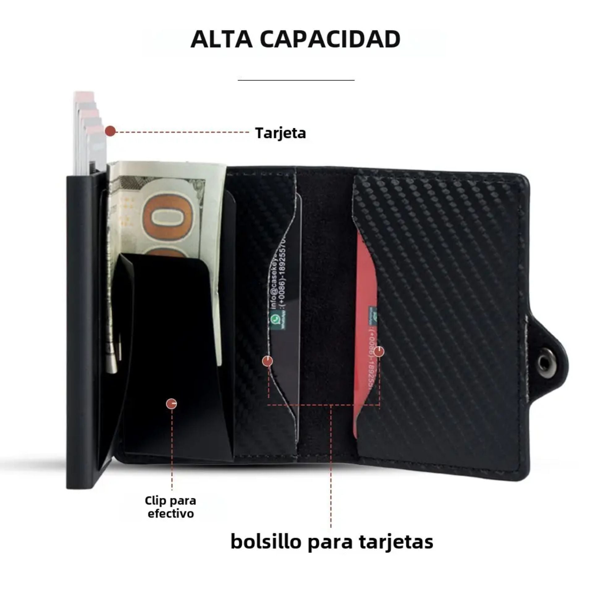 Billetera Tarjetero De Aluminio Carbon Fiber RFID Anti Clonación | Fibra de Carbono