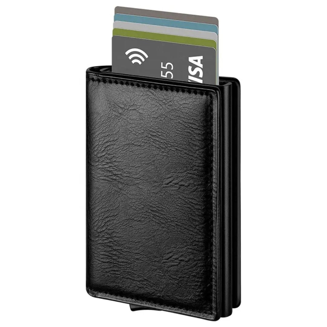 Billetera Tarjetero de aluminio tipo Cuero