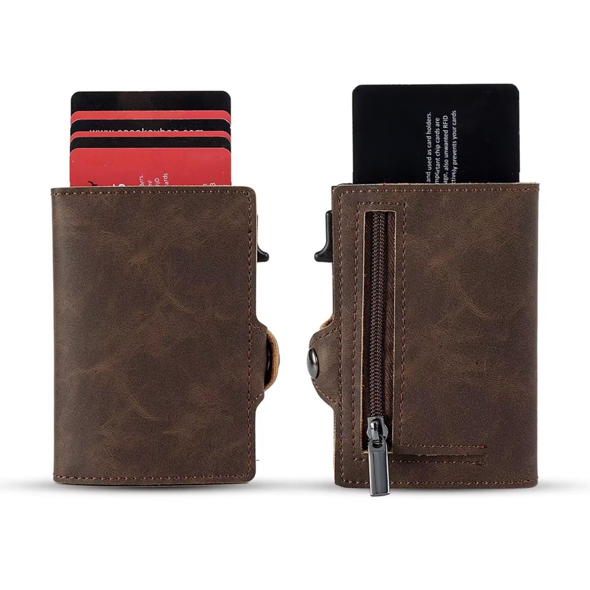 Billetera Tarjetero De Aluminio Espresso RFID Anti Clonación | Marrón