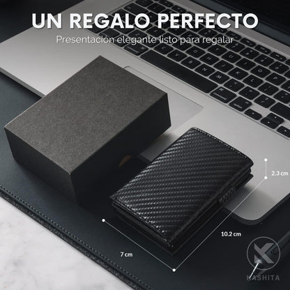 Billetera Carbon Fiber RFID - Cuero Liso