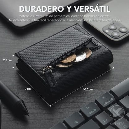 Billetera Carbon Fiber RFID - Cuero Liso