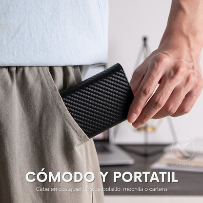 Billetera Carbon Fiber RFID - Cuero Liso