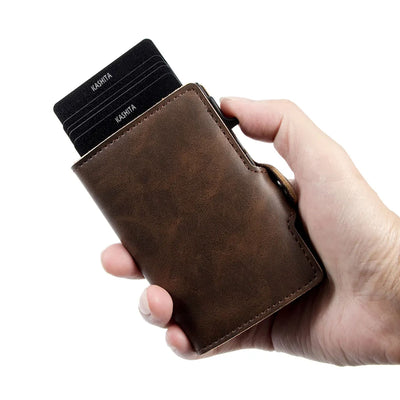 Billetera Tarjetero De Aluminio Espresso RFID Anti Clonación | Marrón