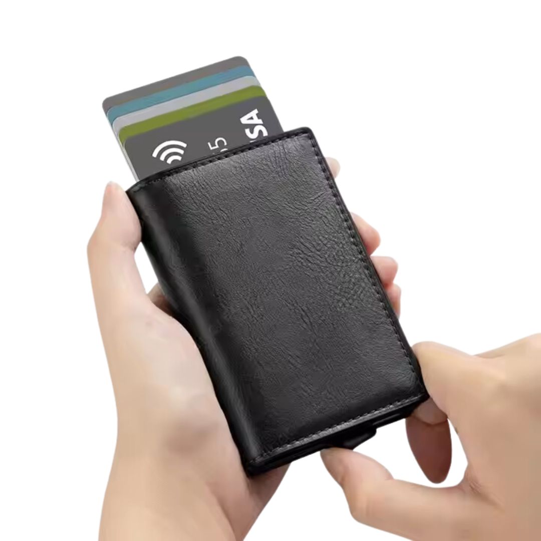 Billetera Tarjetero de aluminio tipo Cuero