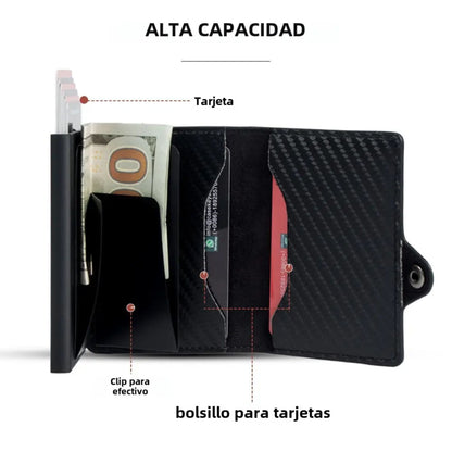 Billetera Tarjetero De Aluminio Carbon Fiber RFID Anti Clonación | Fibra de Carbono