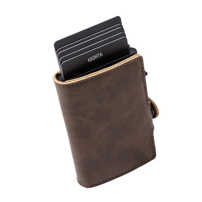 Billetera Tarjetero De Aluminio Espresso RFID Anti Clonación | Marrón