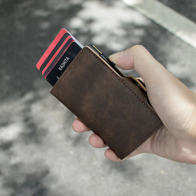 Billetera Tarjetero De Aluminio Espresso RFID Anti Clonación | Marrón