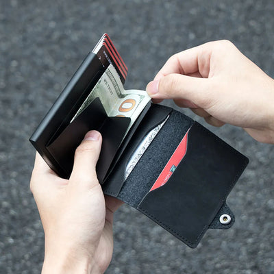 Billetera Tarjetero De Aluminio Black RFID Anti Clonación | Negro