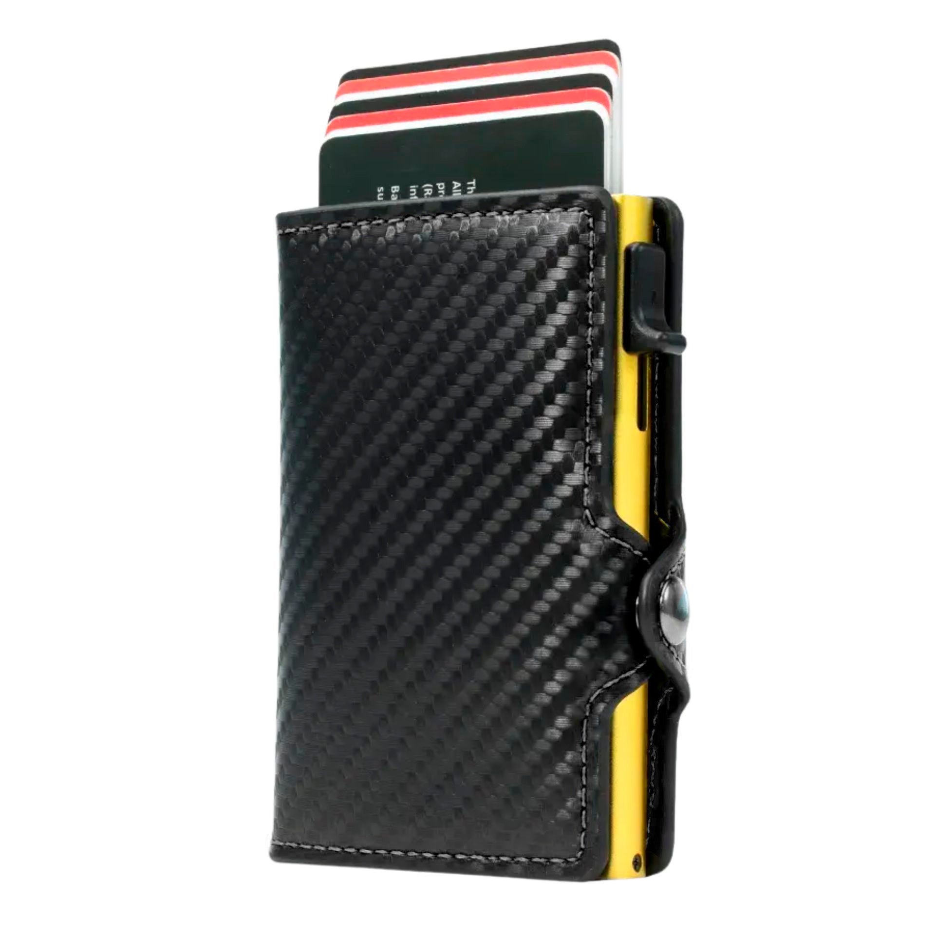 Billetera Tarjetero De Aluminio Carbon Fiber Gold RFID Anti Clonación | Fibra de Carbono Dorado