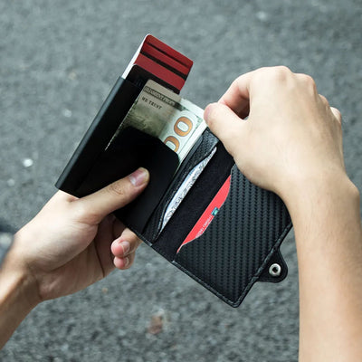 Billetera Tarjetero De Aluminio Carbon Fiber RFID Anti Clonación | Fibra de Carbono